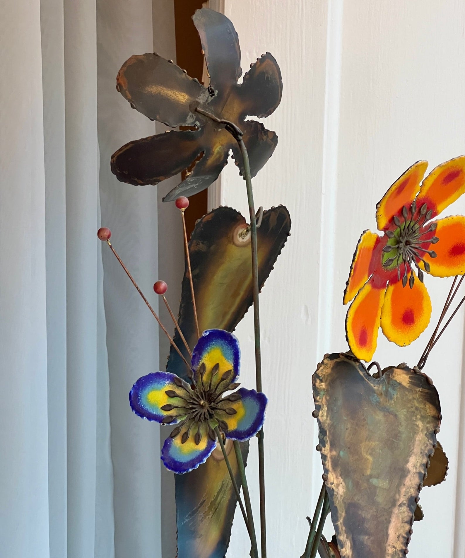Vintage Curtis Jere enamel flower bouquet sculpture