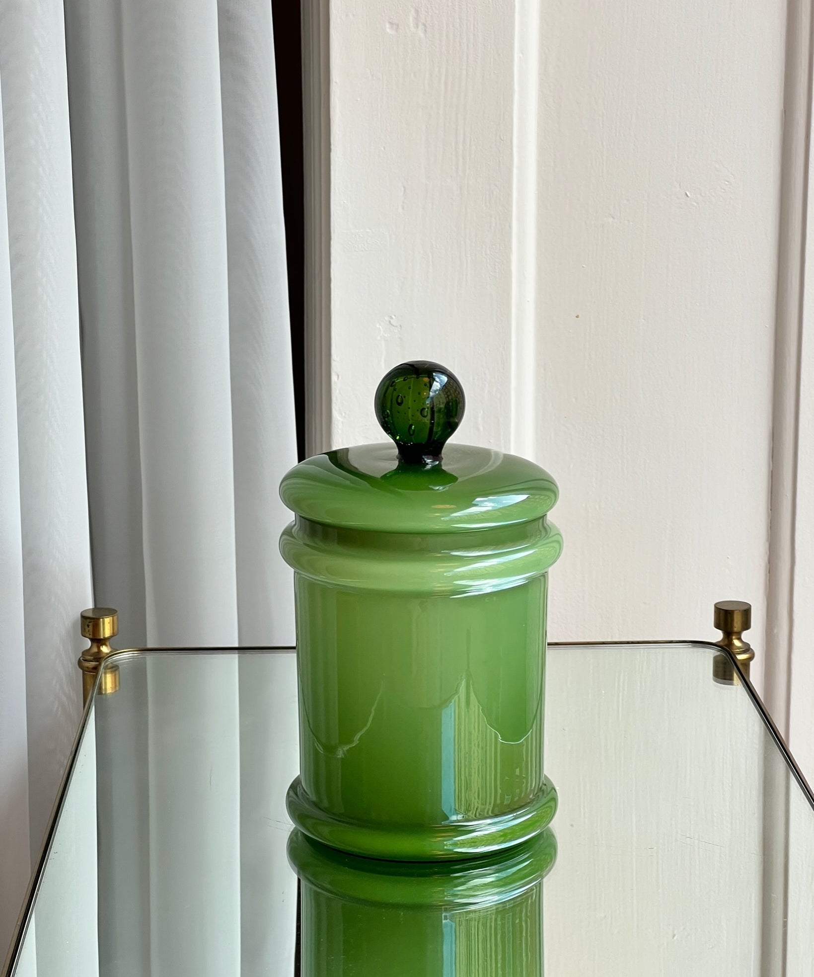 Vintage green Murano bonbonniere