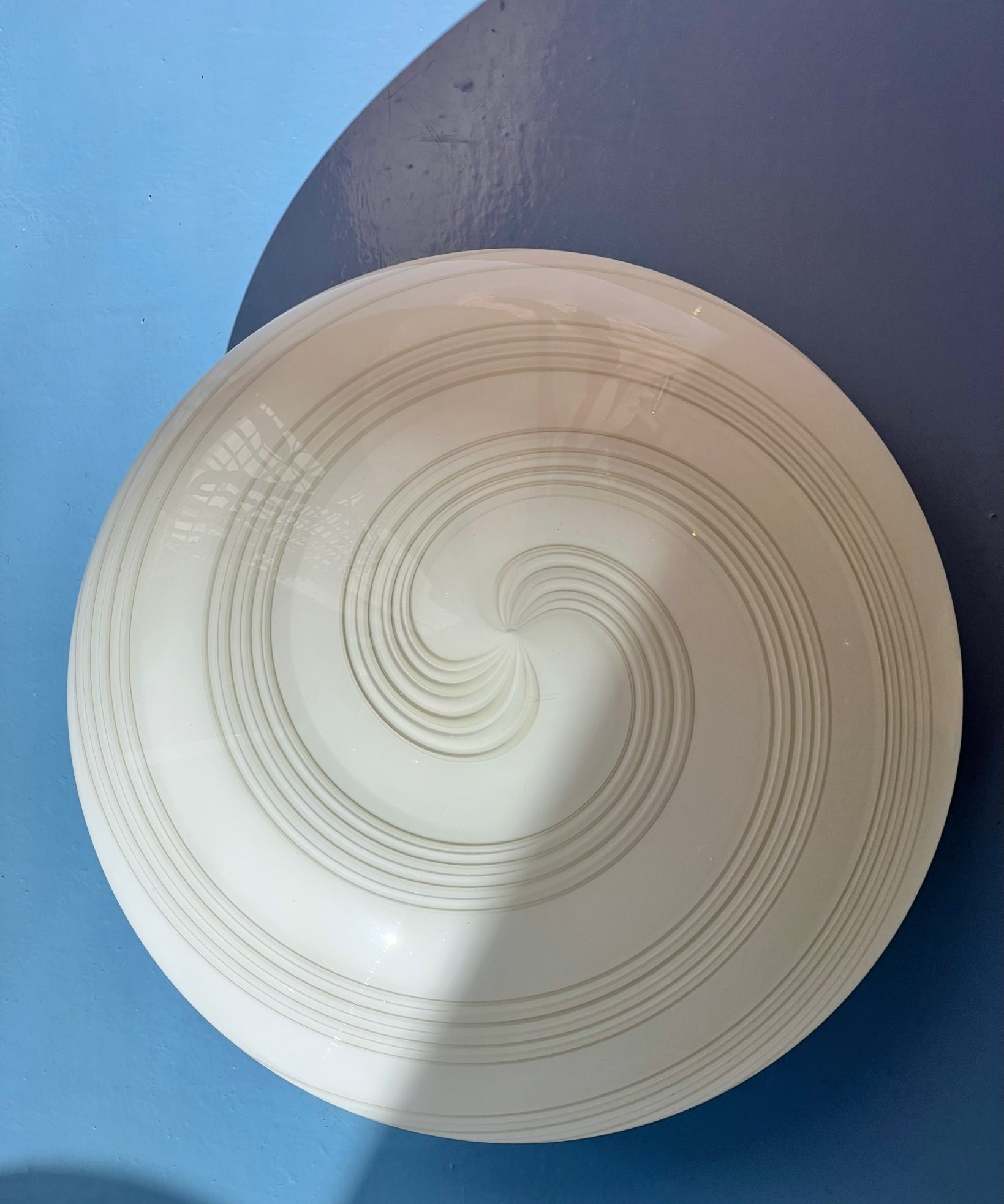 Vintage Murano grey/white spiral ceiling/wall lamp (D32)