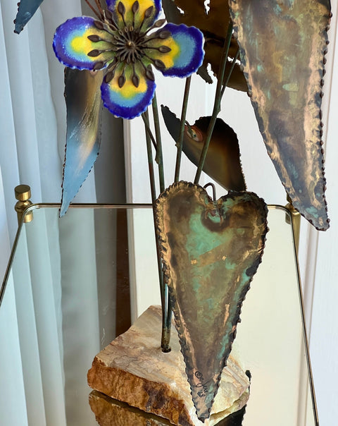 Vintage Curtis Jere enamel flower bouquet sculpture