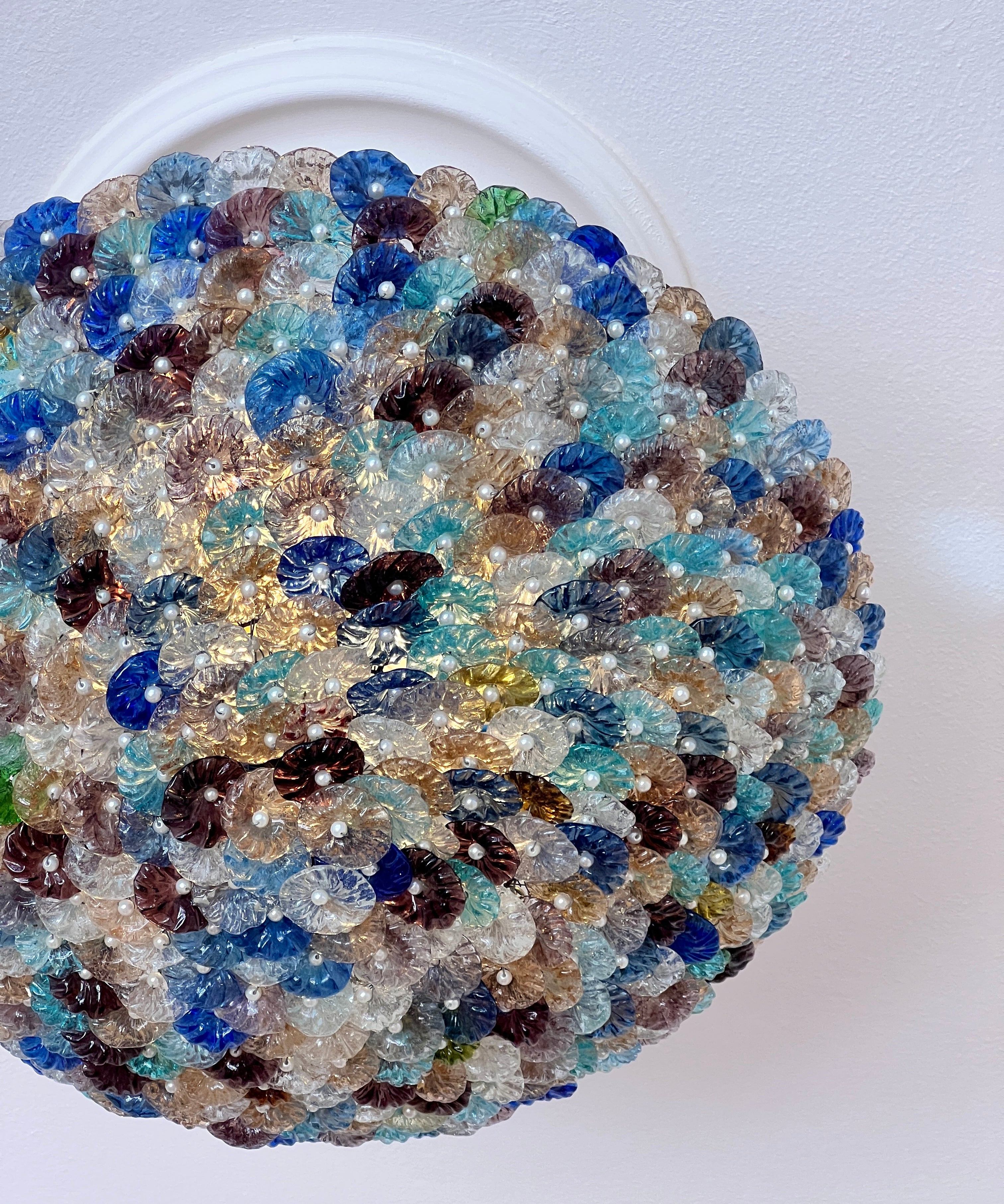 Vintage Murano multi-colored flower ceiling lamp (D42)