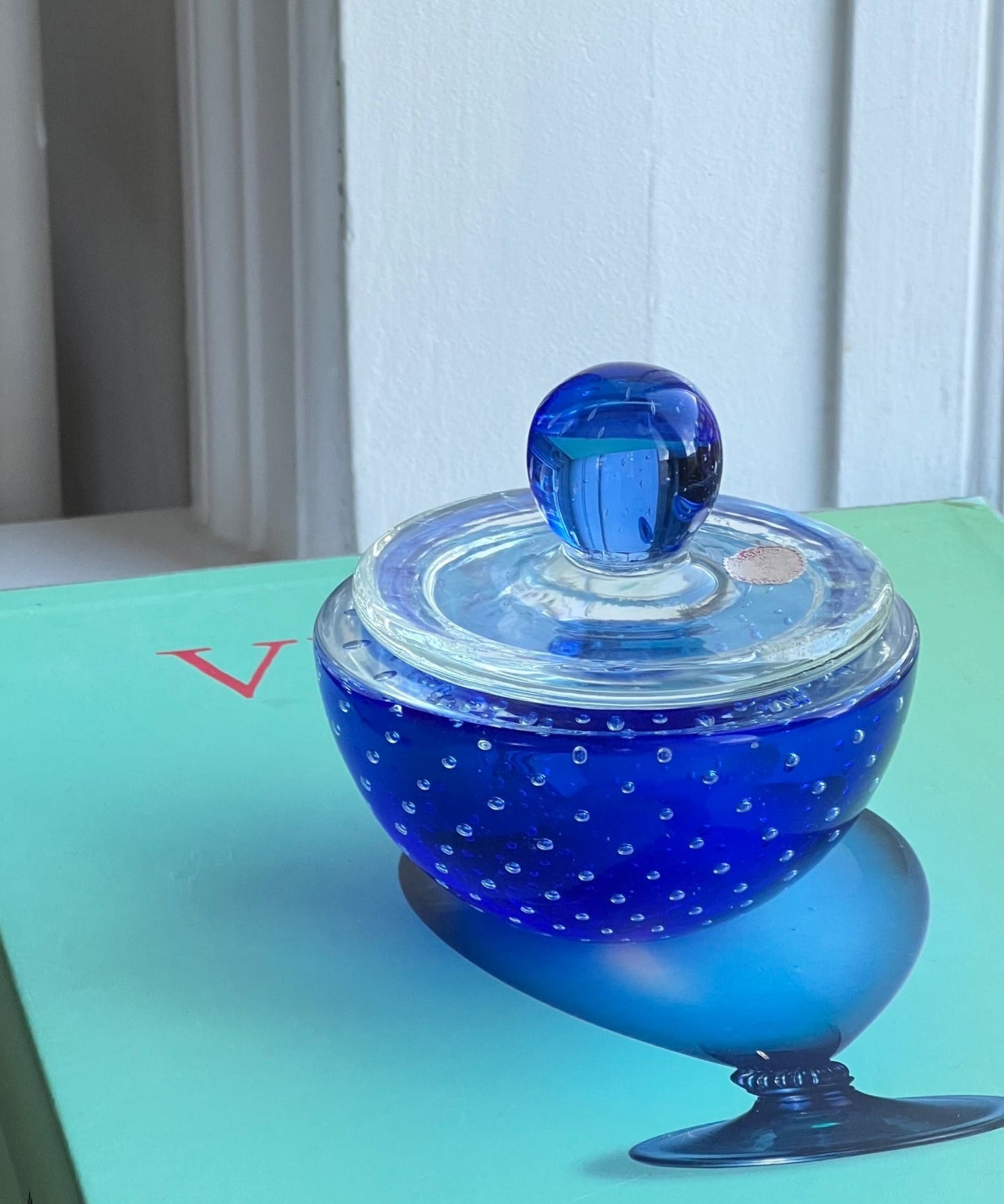 Vintage blue Murano bonbonniere