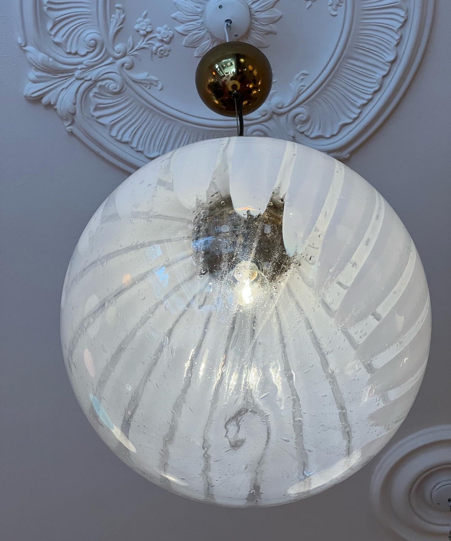 Vintage Murano white/clear Anemone ceiling lamp