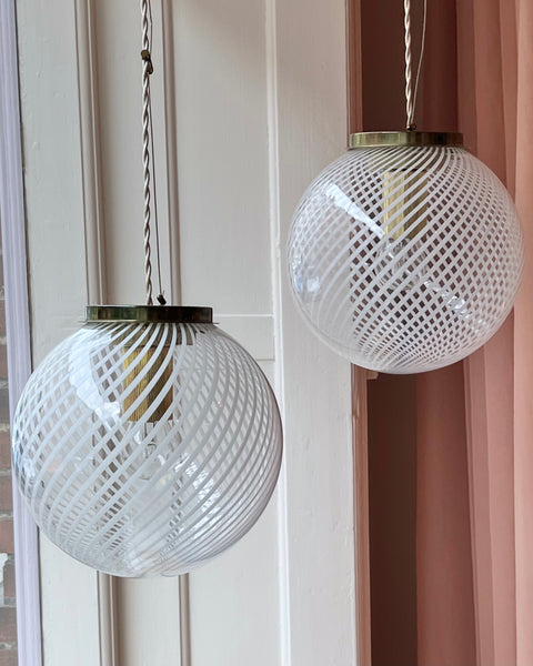 Vintage Murano white/transparent ceiling lamps (D25)
