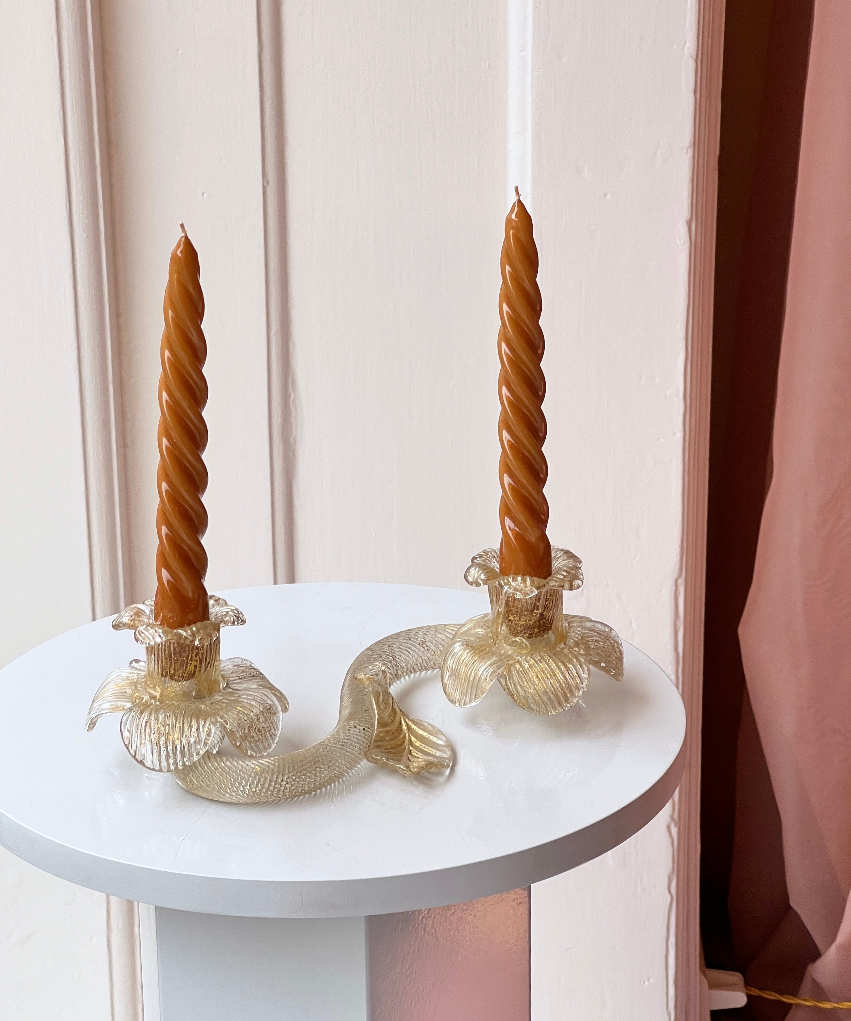 Vintage Murano golden flower candle holders