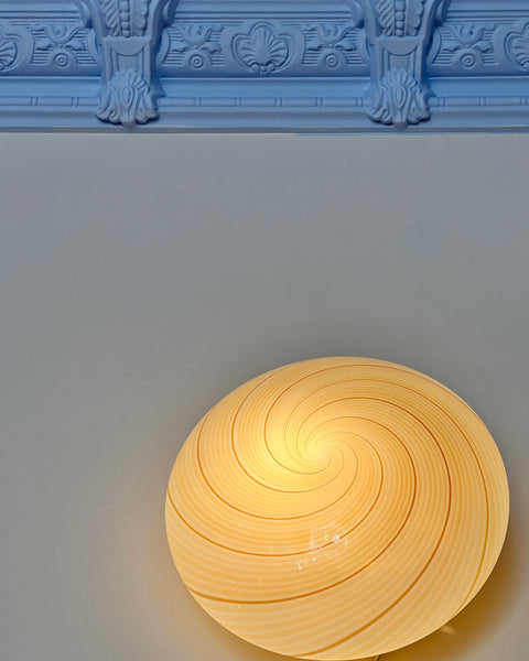 Vintage Murano cream/brown swirl ceiling/wall lamp (D28)