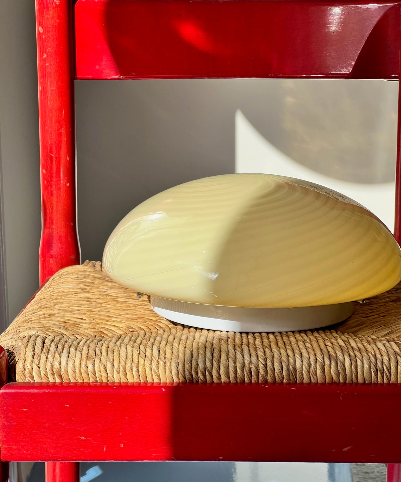 Vintage Murano yellow swirl ceiling/wall lamp (D30)