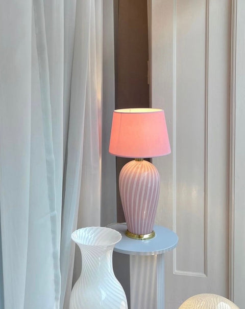 Pink/white vintage Murano table lamp