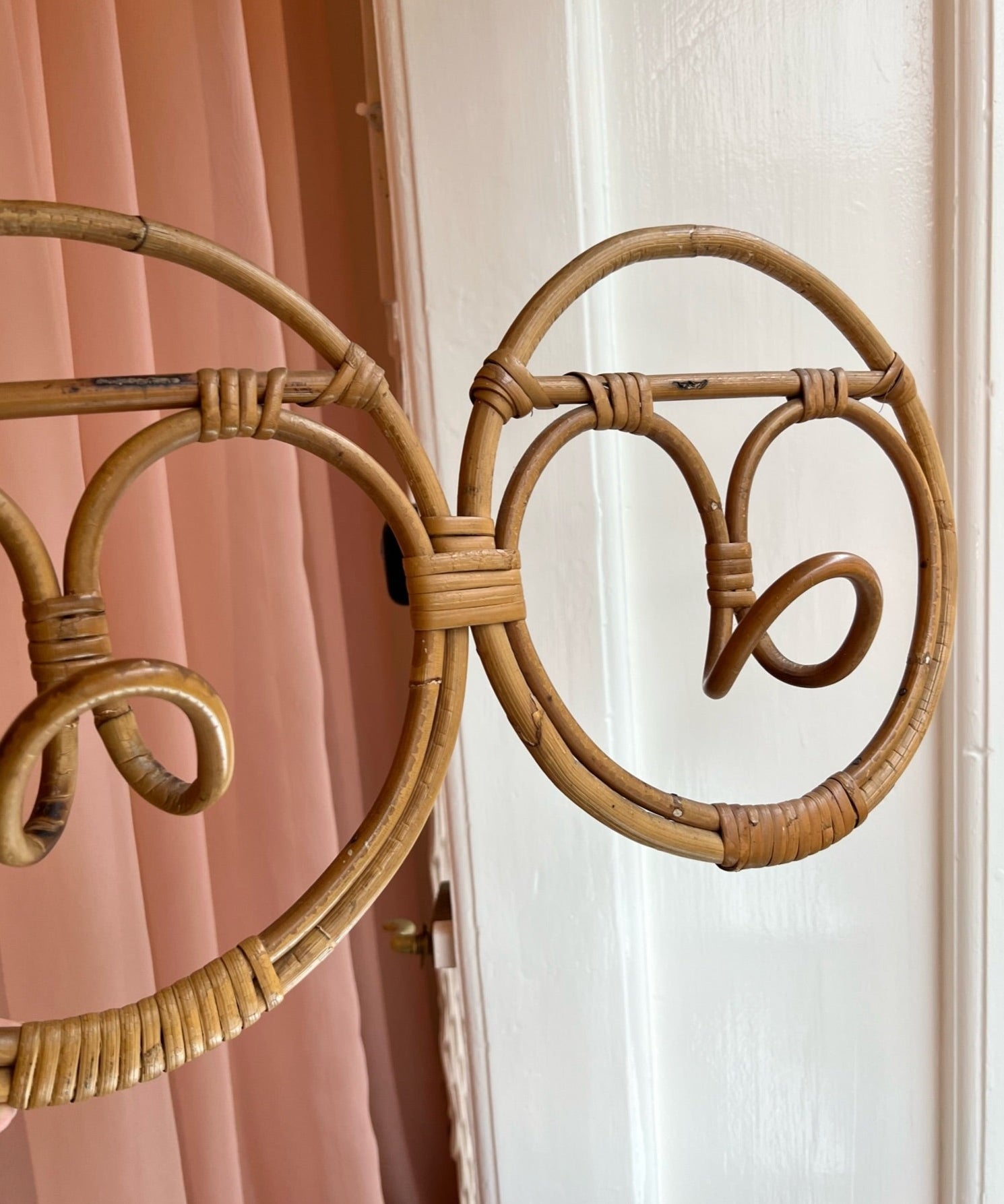 Vintage rattan coat rack