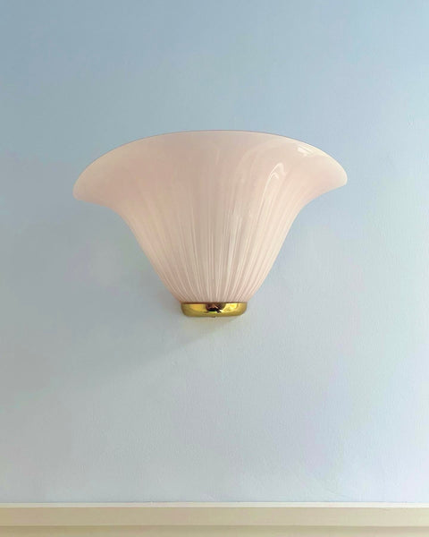 Vintage light pink Murano shell wall lamp