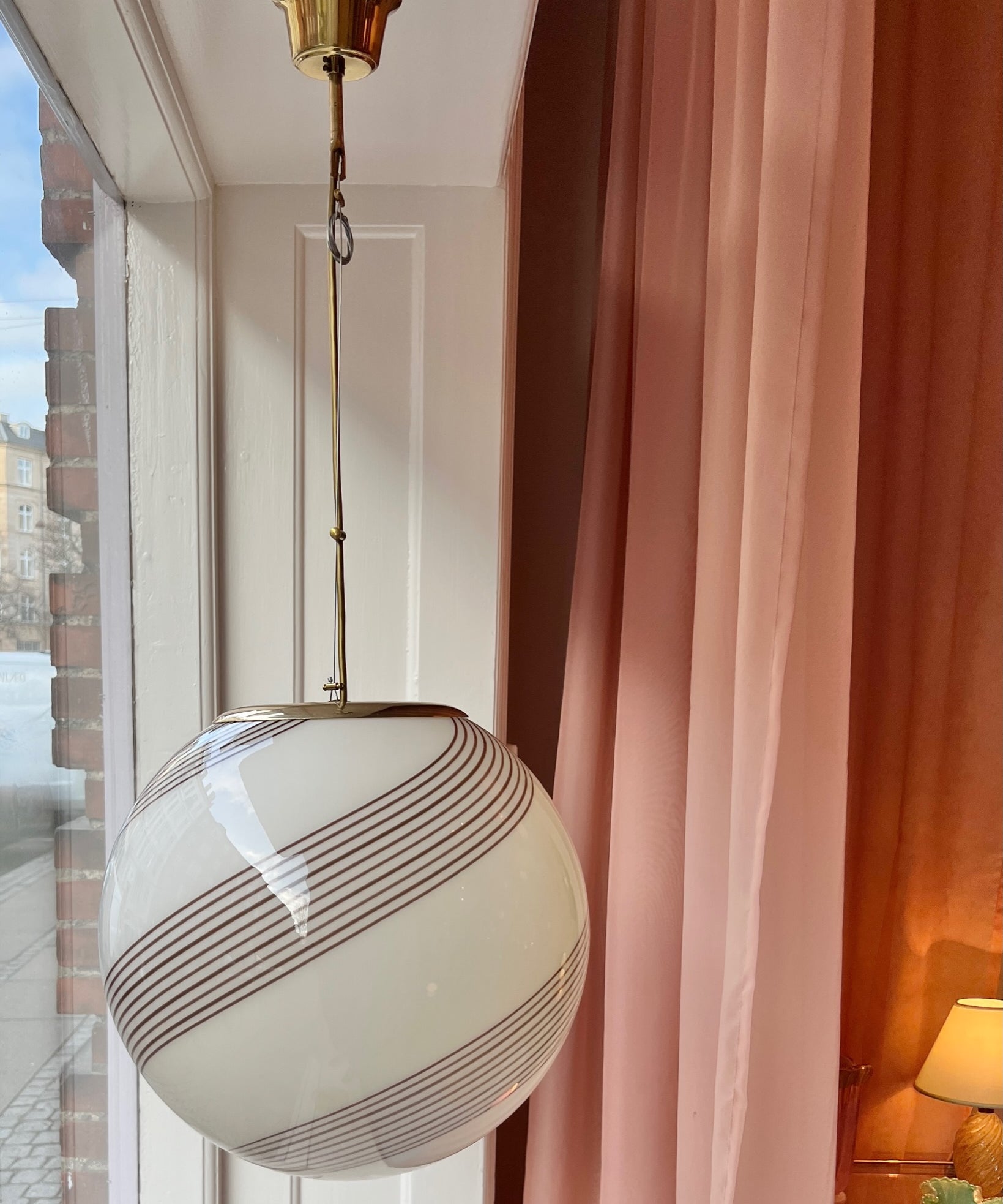 Vintage Murano cream/brown swirl ceiling lamp