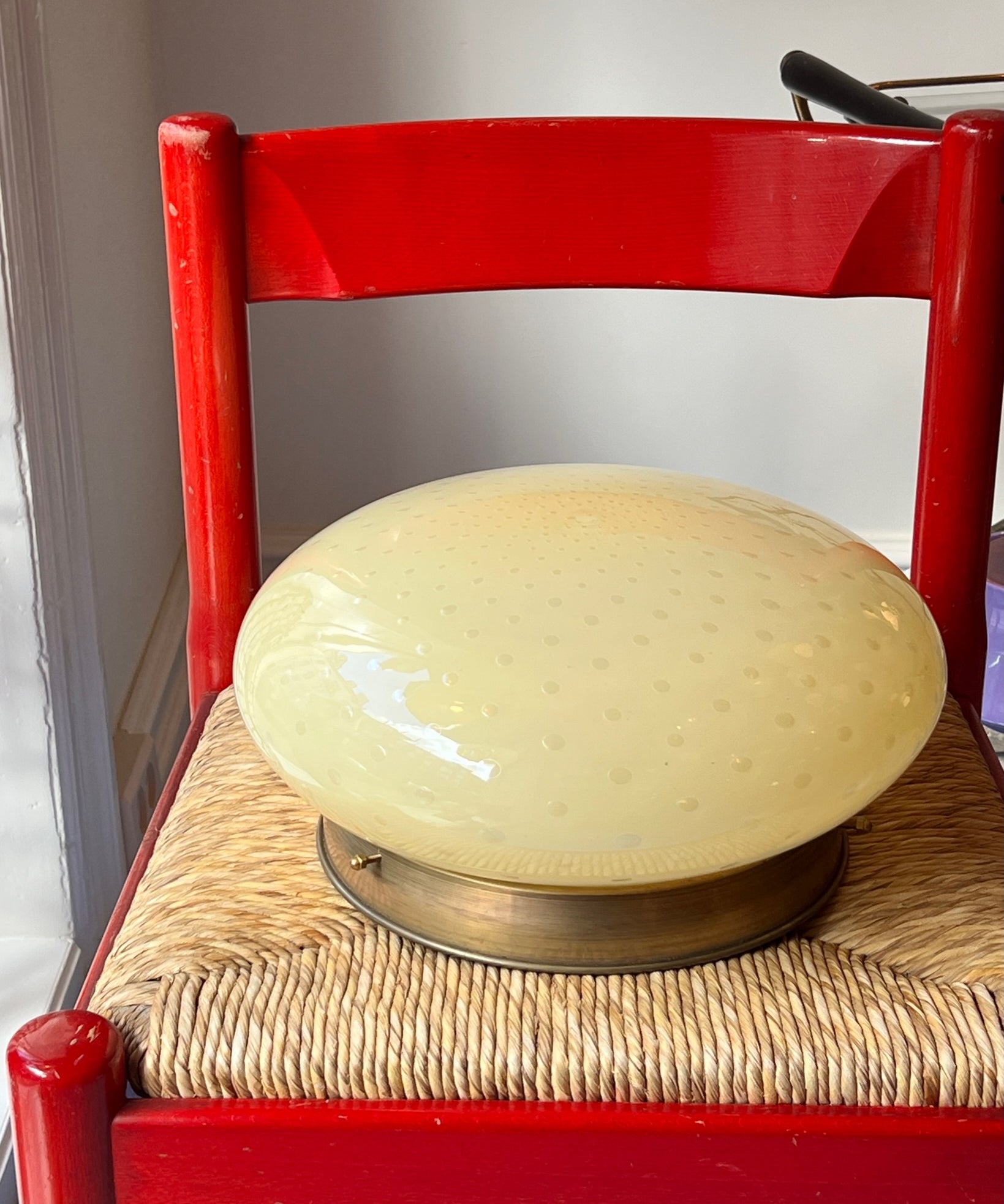 Vintage Murano yellow dottet ceiling/wall lamp (D35)