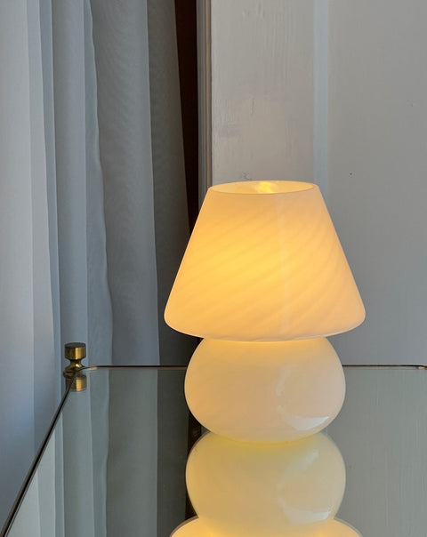 Vintage white Murano mushroom table lamp - small