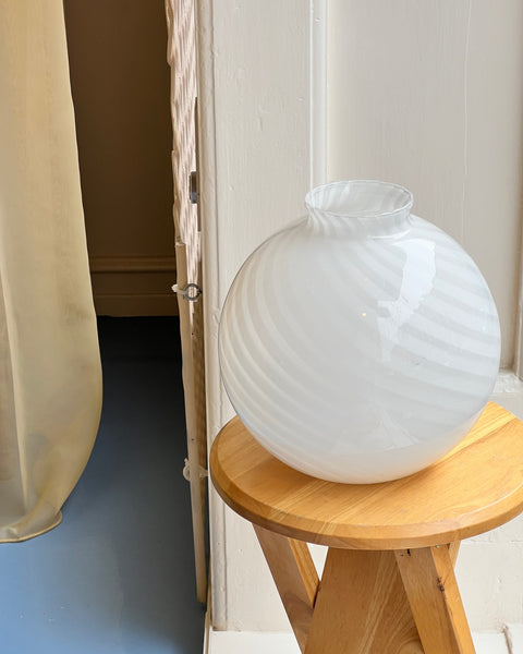 Round vintage white swirl Murano vase