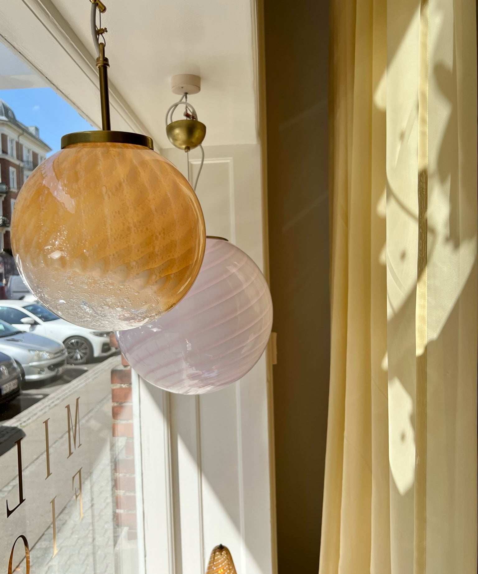 Vintage golden/cream clear Murano ceiling lamp (D22)