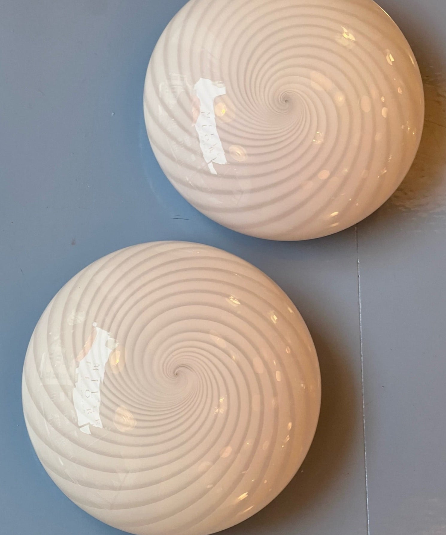 Vintage Murano light pink swirl ceiling/wall lamp (D28)
