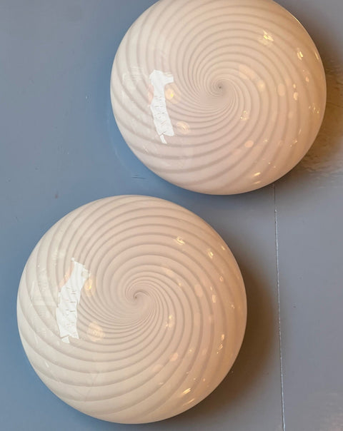 Vintage Murano light pink swirl ceiling/wall lamp (D28)
