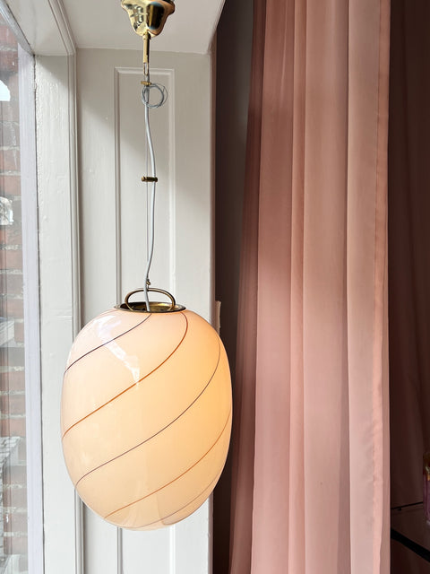 Vintage Murano cream/brown swirl ceiling lamp (H42)
