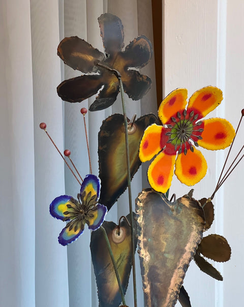 Vintage Curtis Jere enamel flower bouquet sculpture