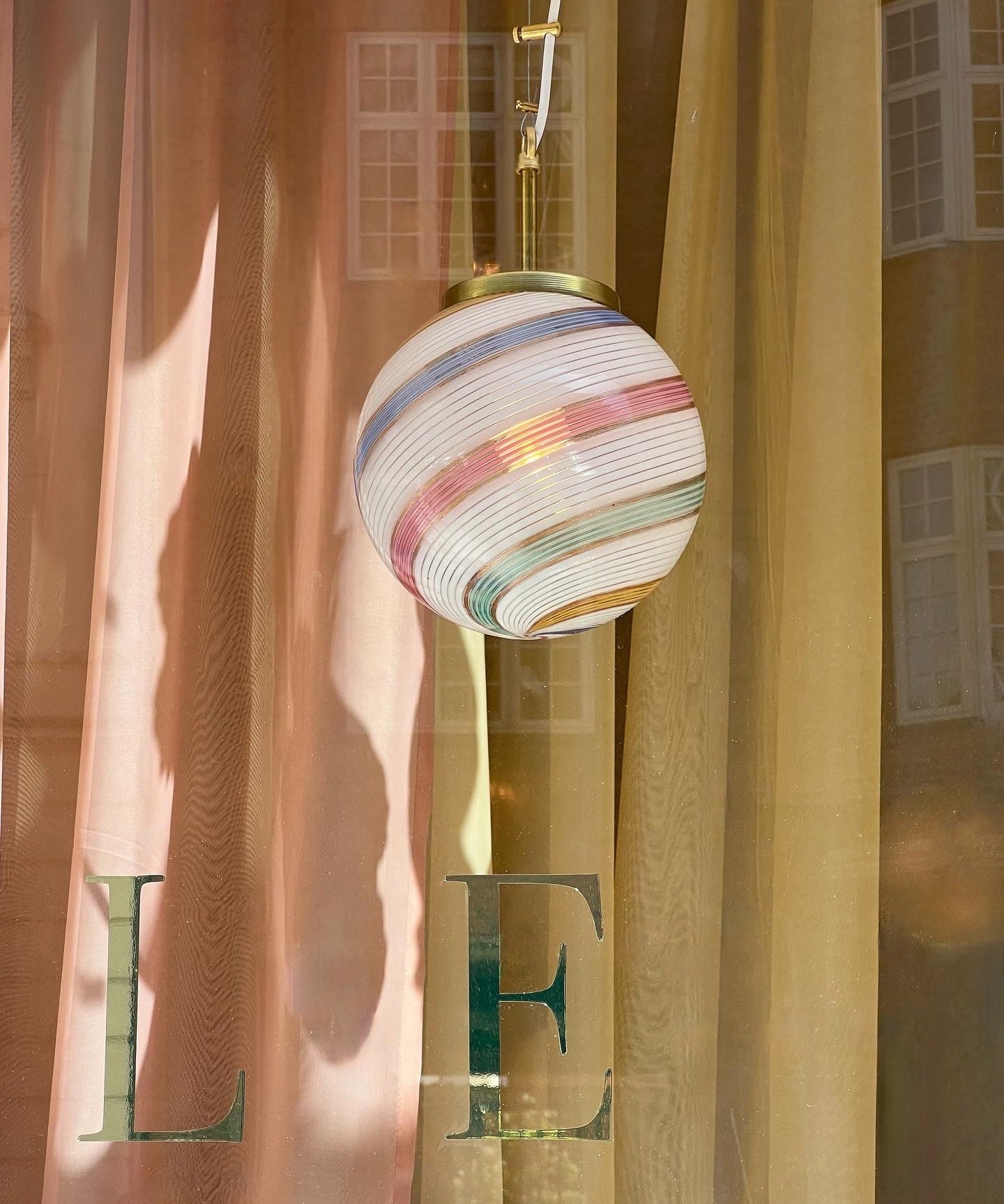 Vintage Murano multi-coloured swirl ceiling lamp