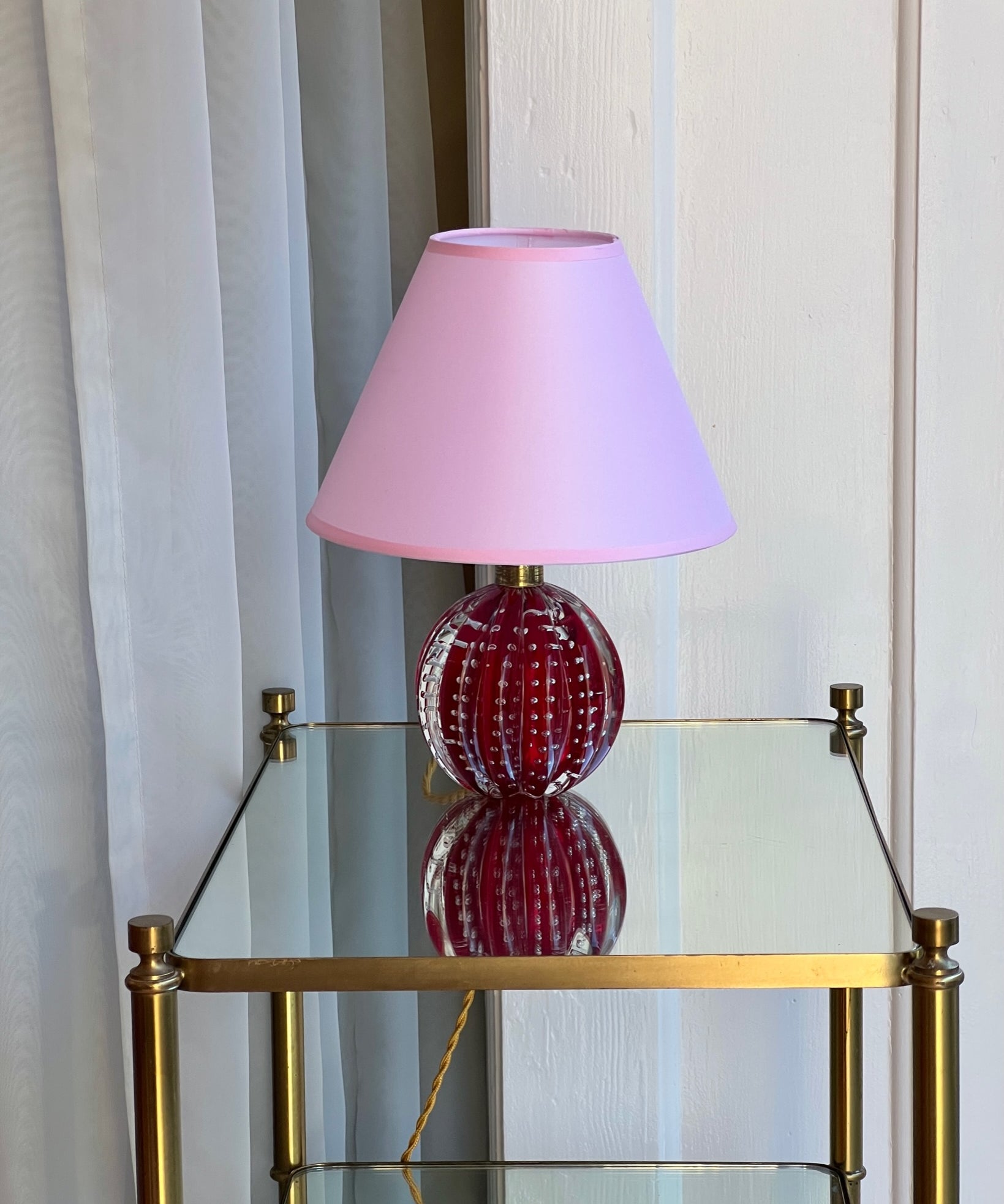 Vintage red Murano table lamp