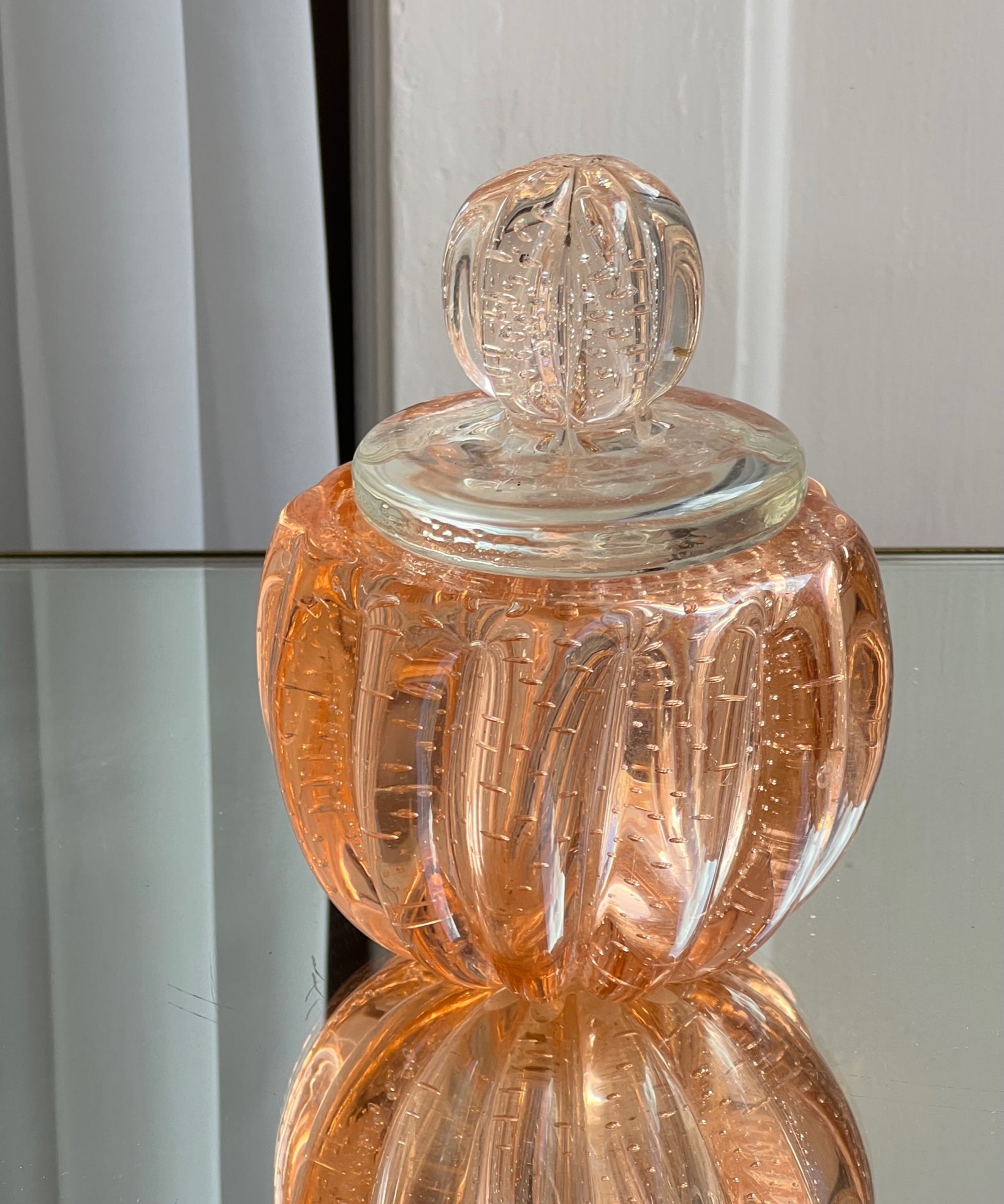Vintage rose/clear Murano bonbonniere
