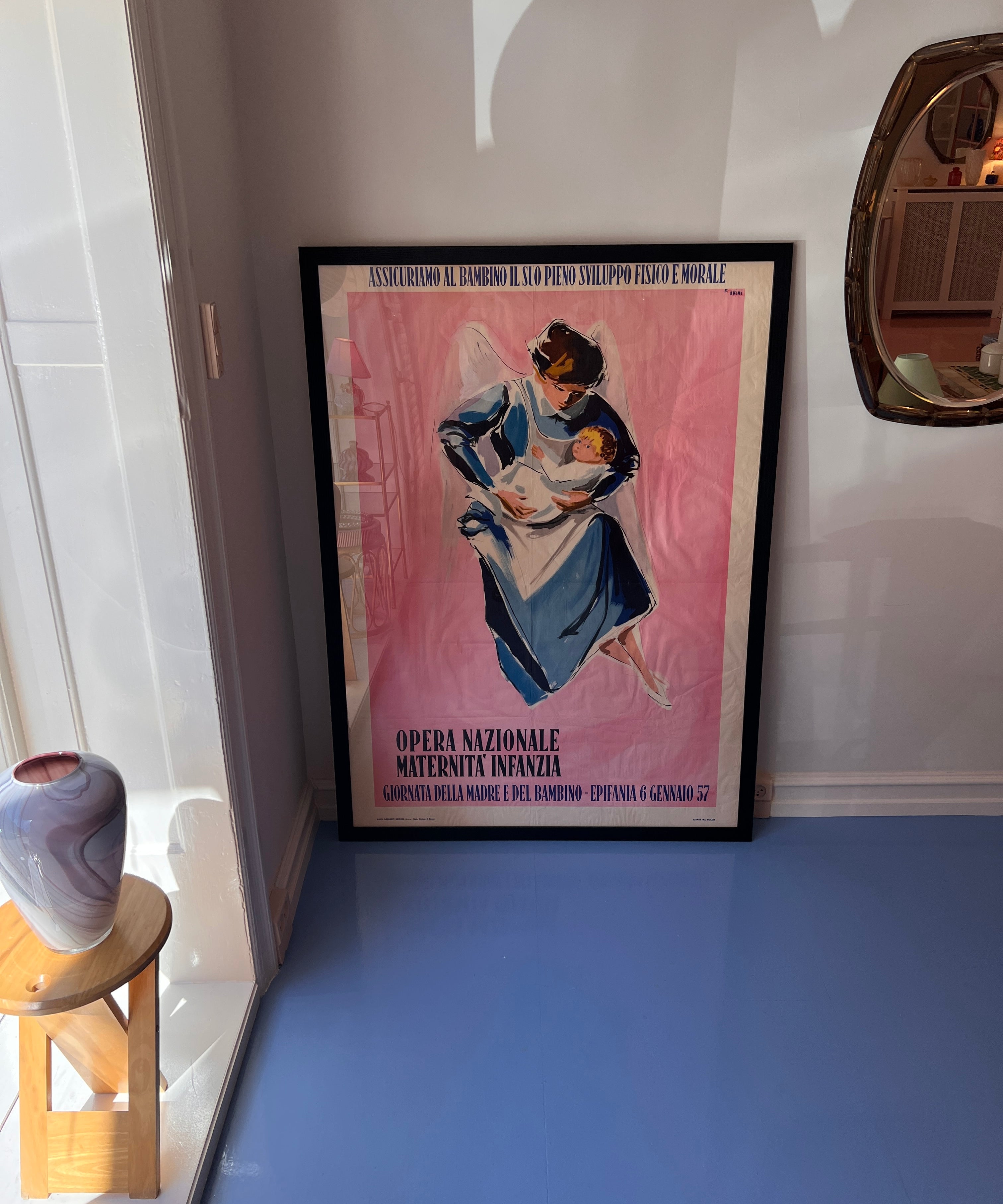 Vintage italian poster "Opera Nazionale Maternità Infanzia" by Ettore Brini, 1957
