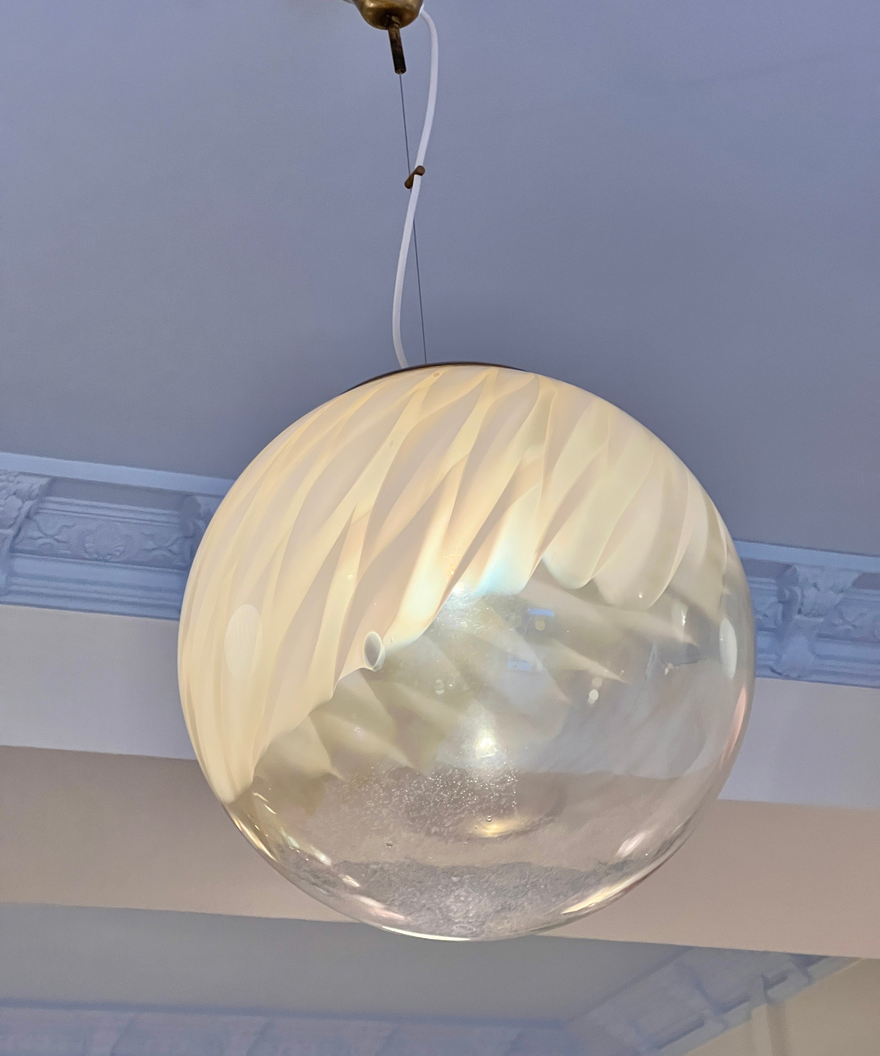 Vintage golden/cream clear Murano ceiling lamp (D45)