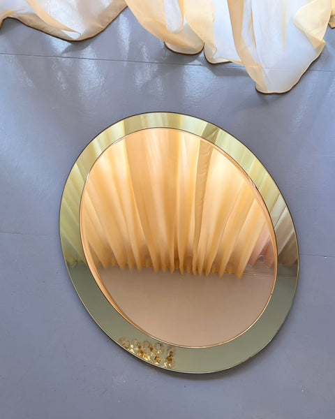 Vintage round Italian mirror with turquoise mirror frame