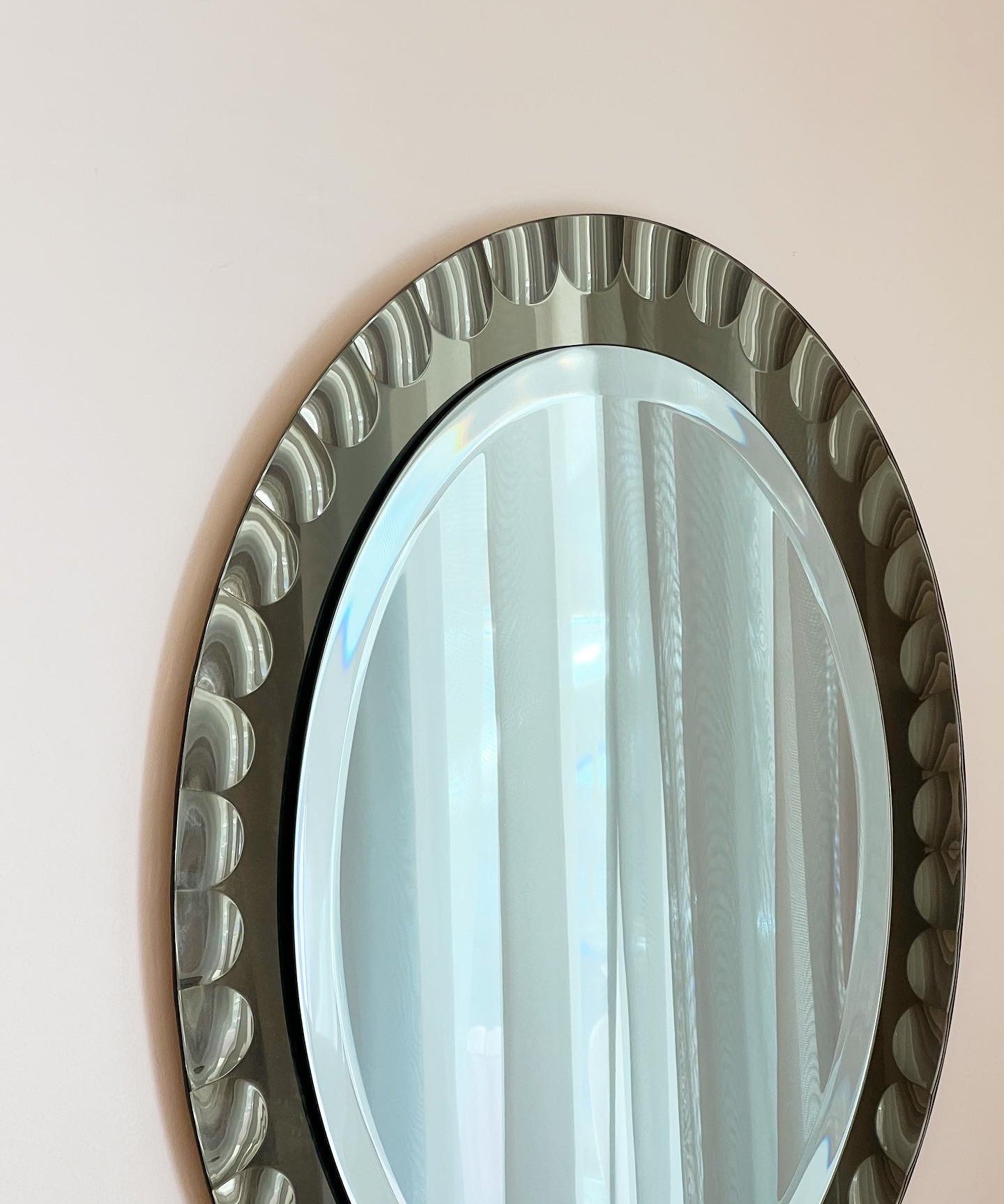 Vintage Italian mirror with golden brown faceted mirror frame