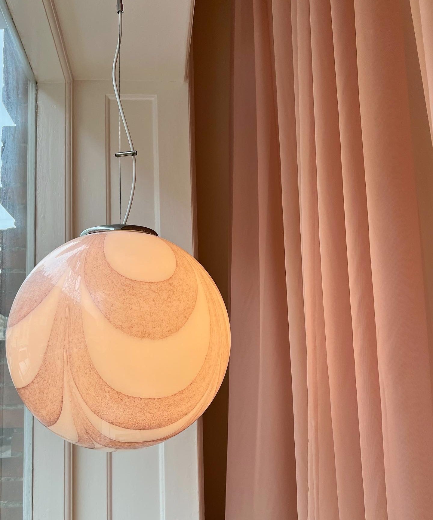Vintage Murano purple/white ceiling lamp (D40)