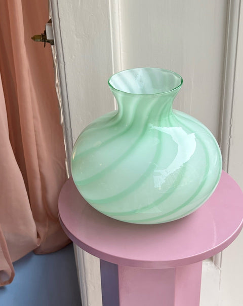 Vintage green Murano swirl vase