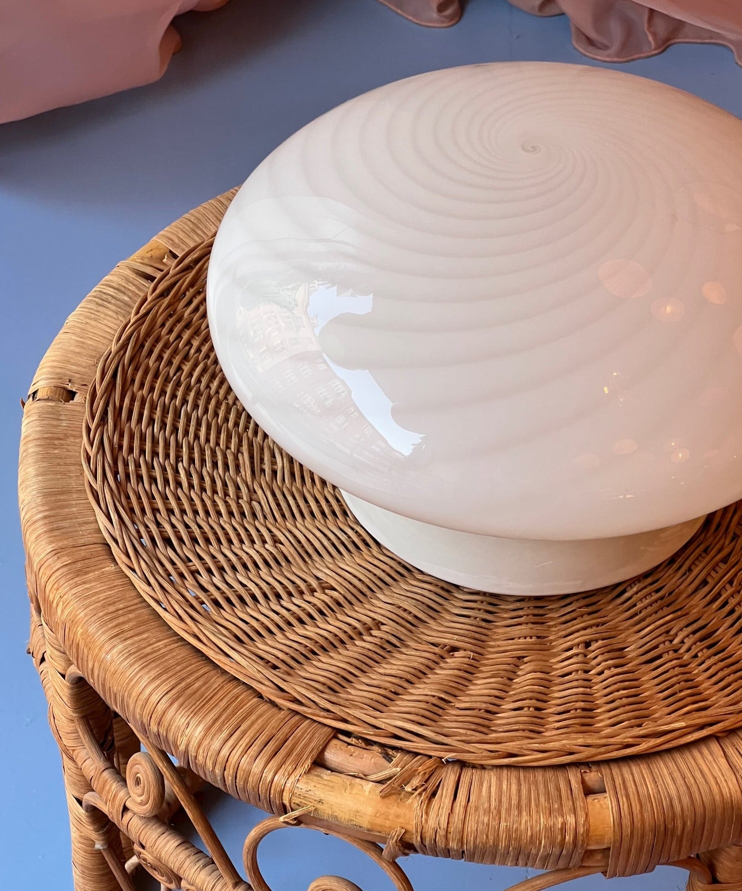 Vintage Murano white swirl ceiling/wall lamp (D28)