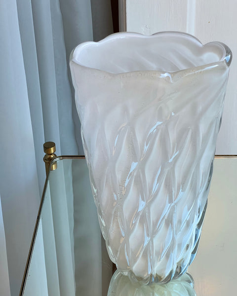 Vintage opal white Murano vase