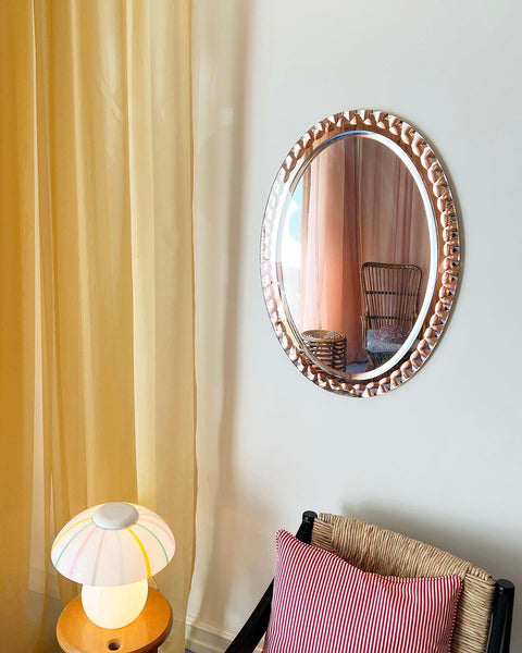 Vintage pink oval Italian mirror