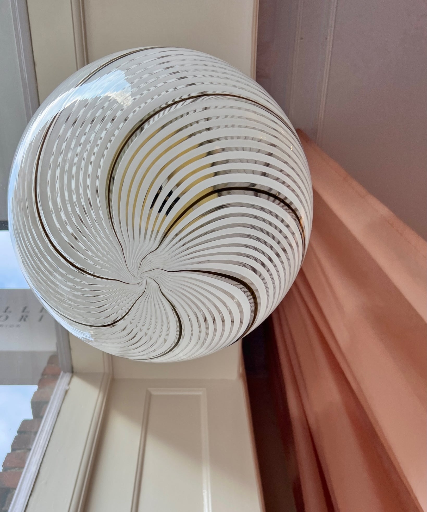 Vintage Murano white/brown/transparent ceiling lamp (D35)