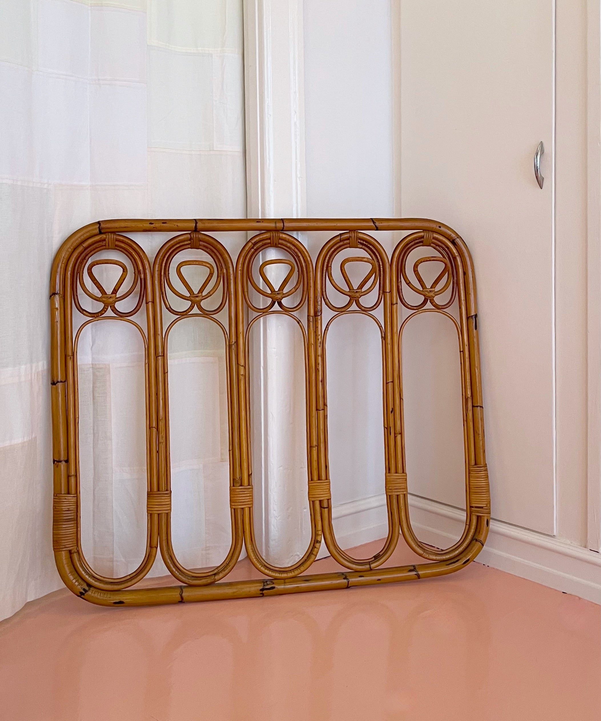 Vintage rattan coat rack
