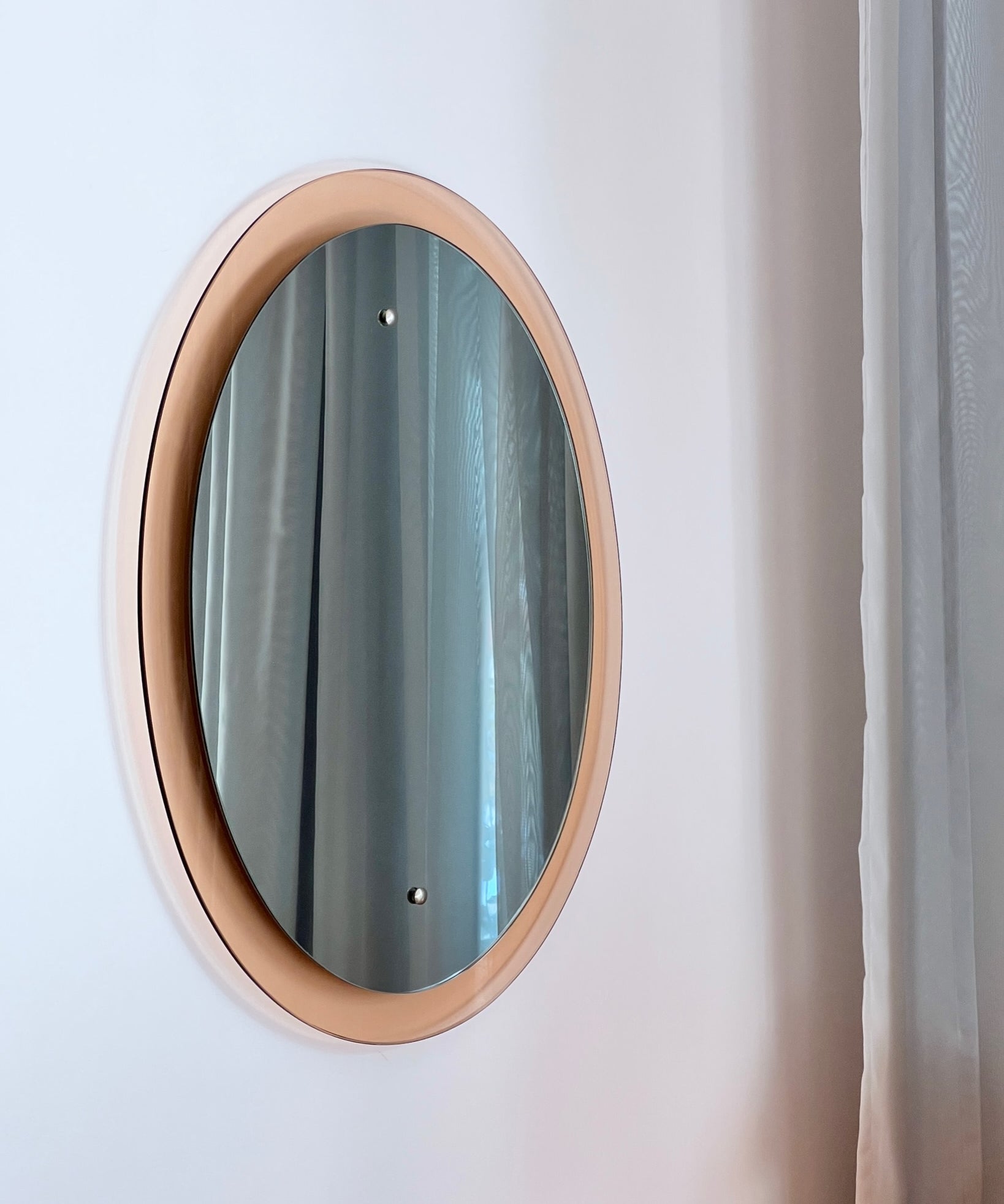 Vintage pink oval Italian mirror