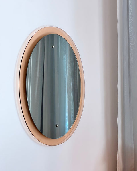 Vintage pink oval Italian mirror