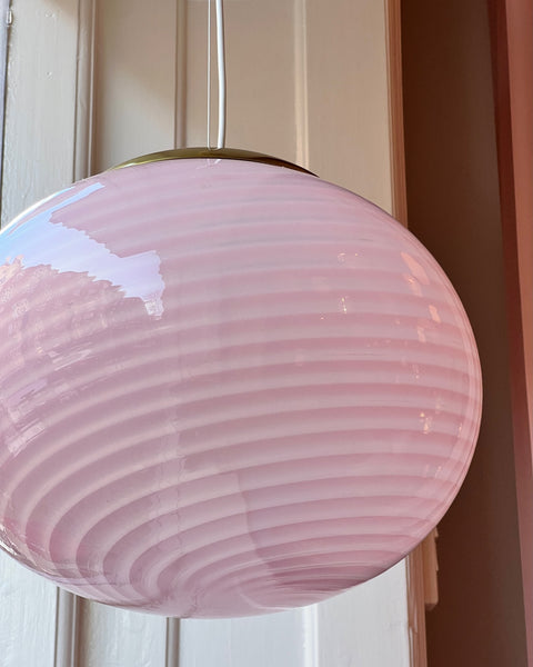 Vintage Murano oval pink swirl ceiling lamp (D40)