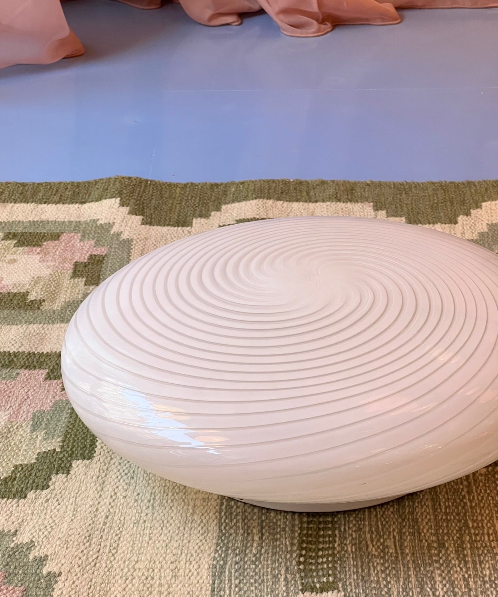 Large vintage Murano white swirl ceiling/wall lamp