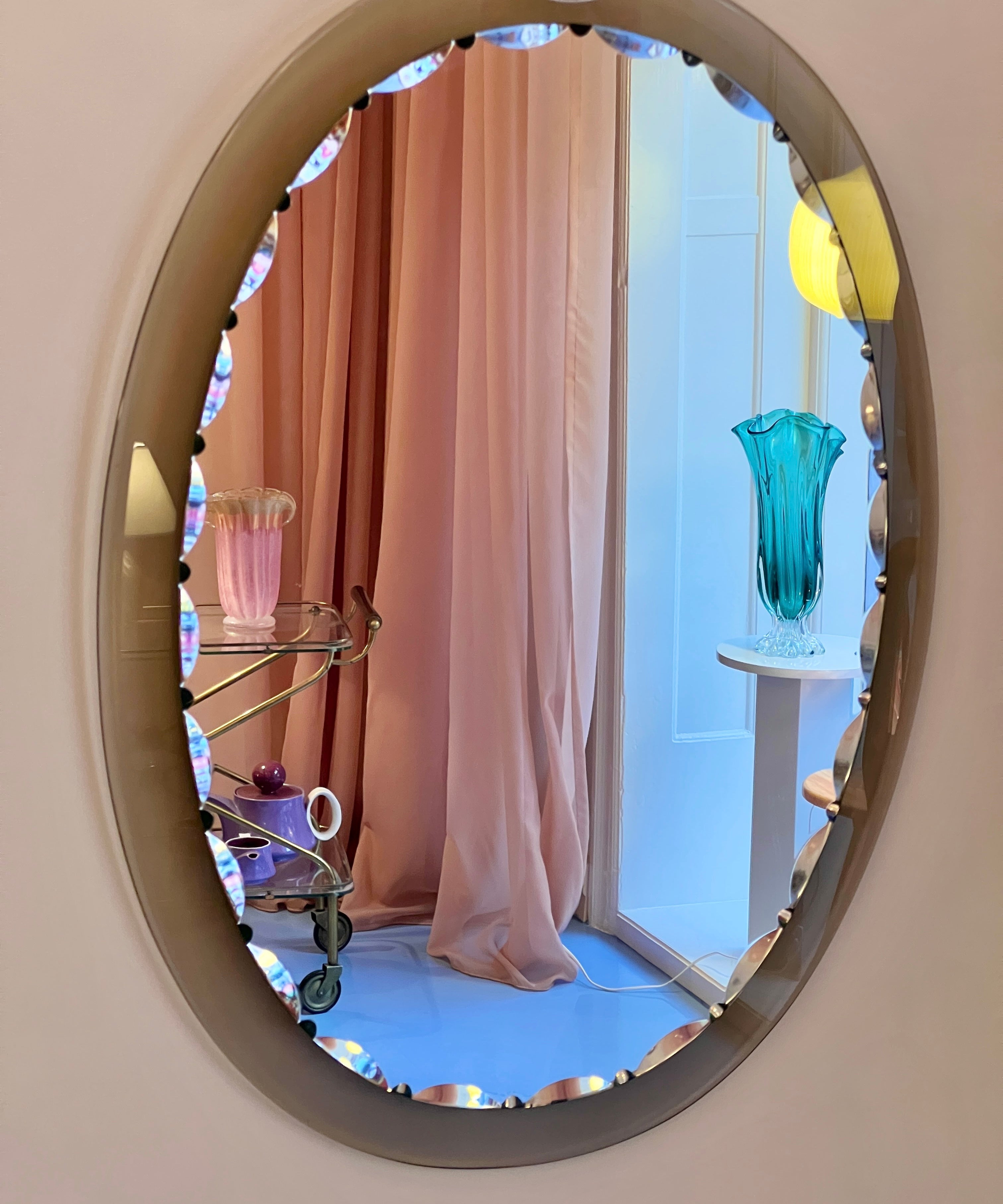 Vintage Italian mirror with brown facetted frame
