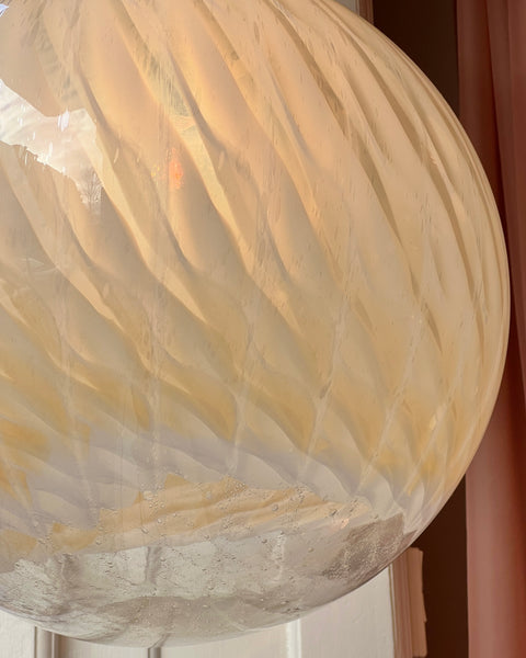 Large vintage golden/cream clear Murano ceiling lamp (D50)