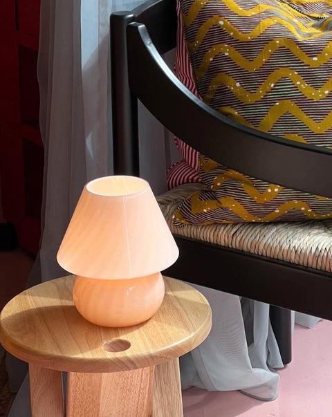 Vintage peach Murano mushroom table lamp - Small