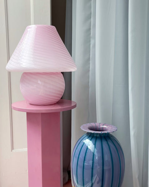 Vintage bubblegum pink Murano mushroom table lamp - Large