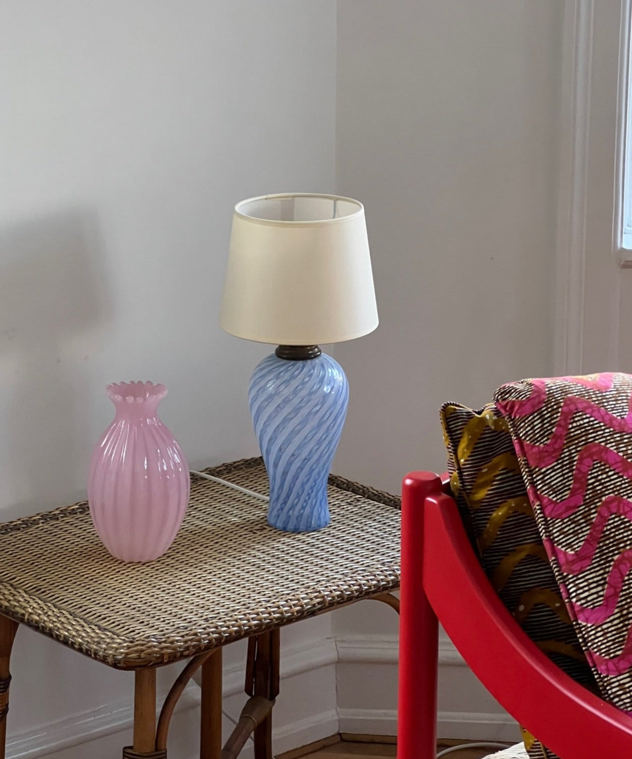 Vintage opal pink Murano vase