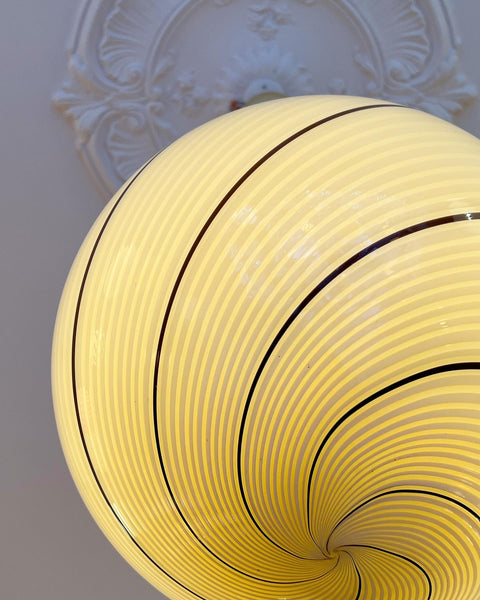 Vintage Murano yellow/black swirl ceiling lamp