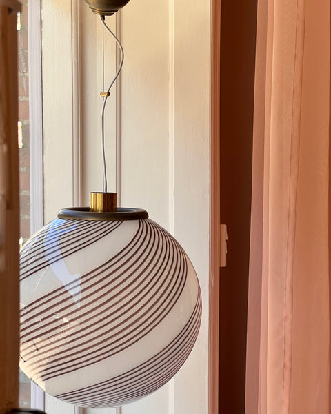 Vintage Murano cream/brown swirl ceiling lamp (D45)