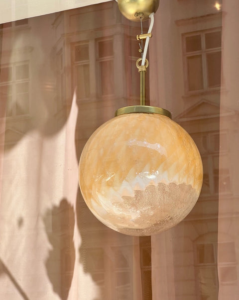 Vintage golden/cream clear Murano ceiling lamp (D22)