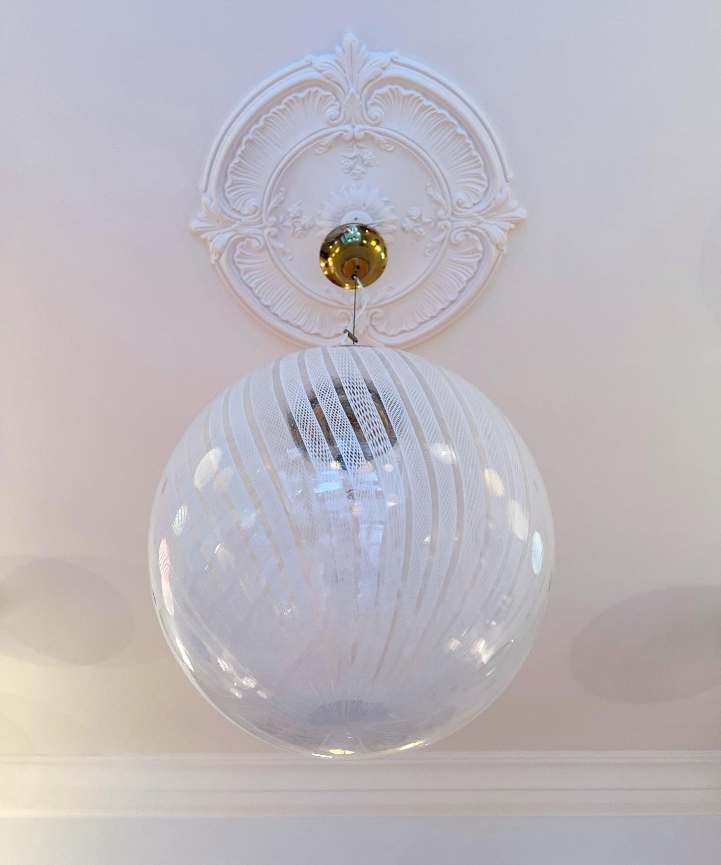 Vintage Murano white ribbon ceiling lamp
